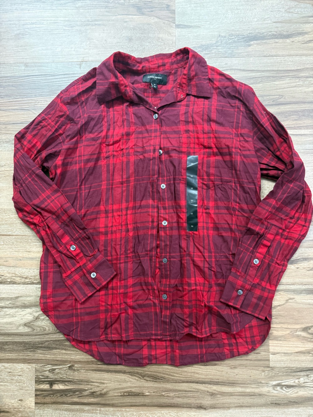 Banana Republic Red Plaid Button-Down Shirt